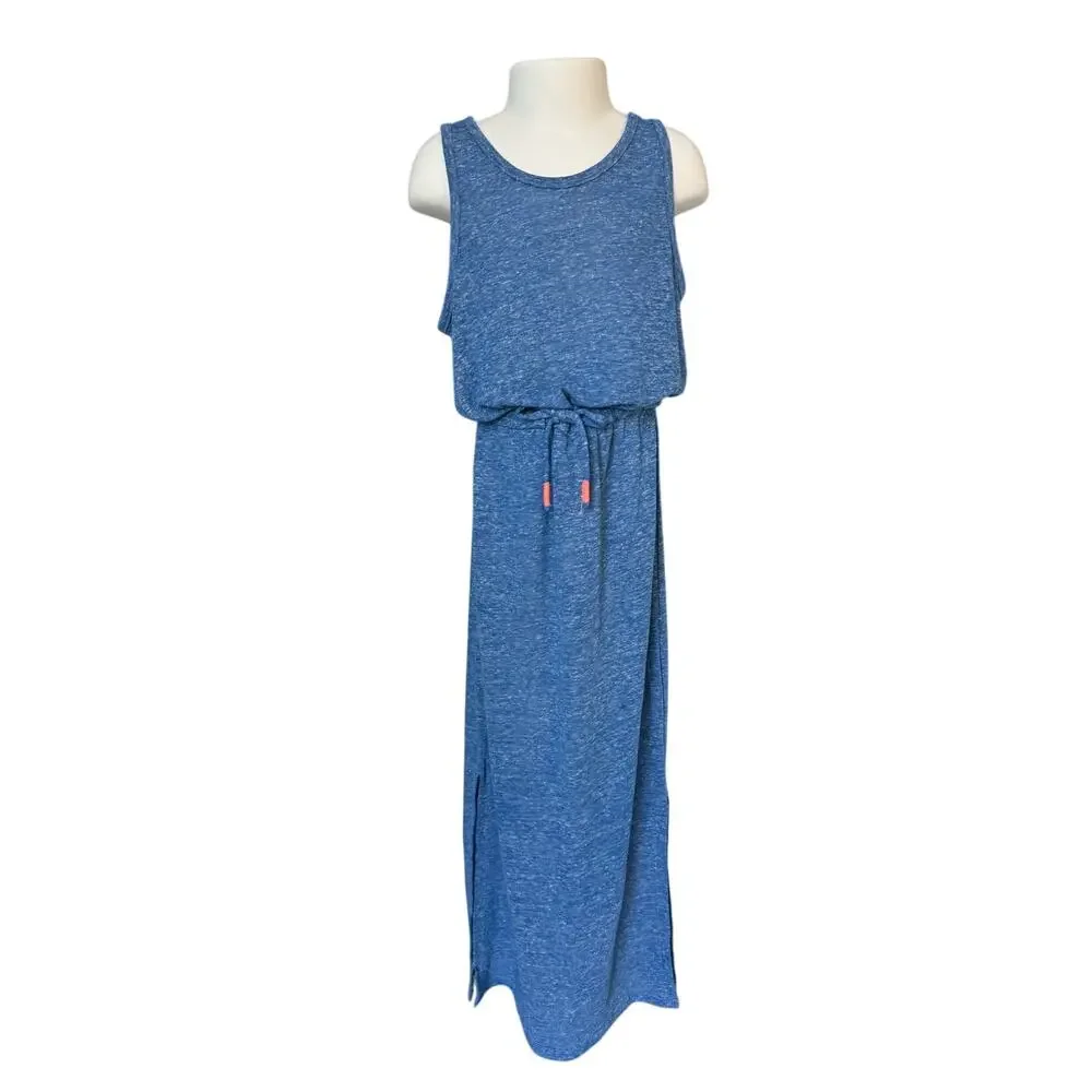 Girls S 6-7 Old Navy Sleeveless Blue Maxi Summer Dress Elastic Waist Tie